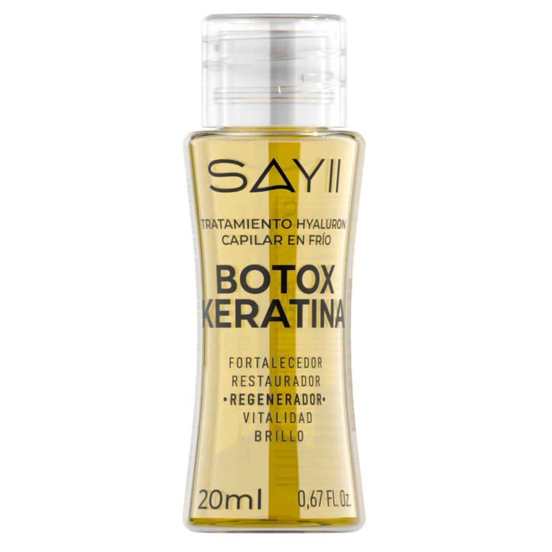 Ampolleta capilar con efecto botox y keratina para alisar el cabello.