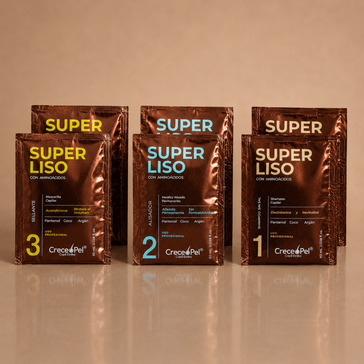 Combo Super Liso Aminoácidos Sachets 120ml + Coctel Ampolletas Hyaluron Complex