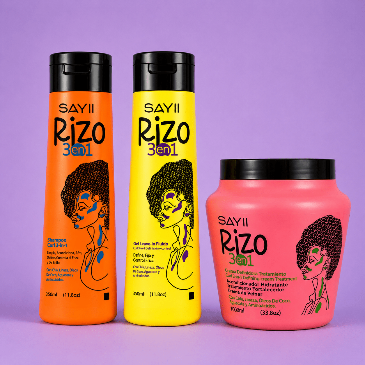Kit Cabello Crespo 3a - 3c SAYII Rizo 3 en 1 - Definición, nutrición y control del frizz - SAYII