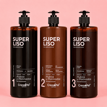 Combo Super Liso Aminoácidos Rubios y Platinados 1000ml + Ampollas Coctel Hyaluron – Tratamiento Alisador y Reparador Capilar - SAYII