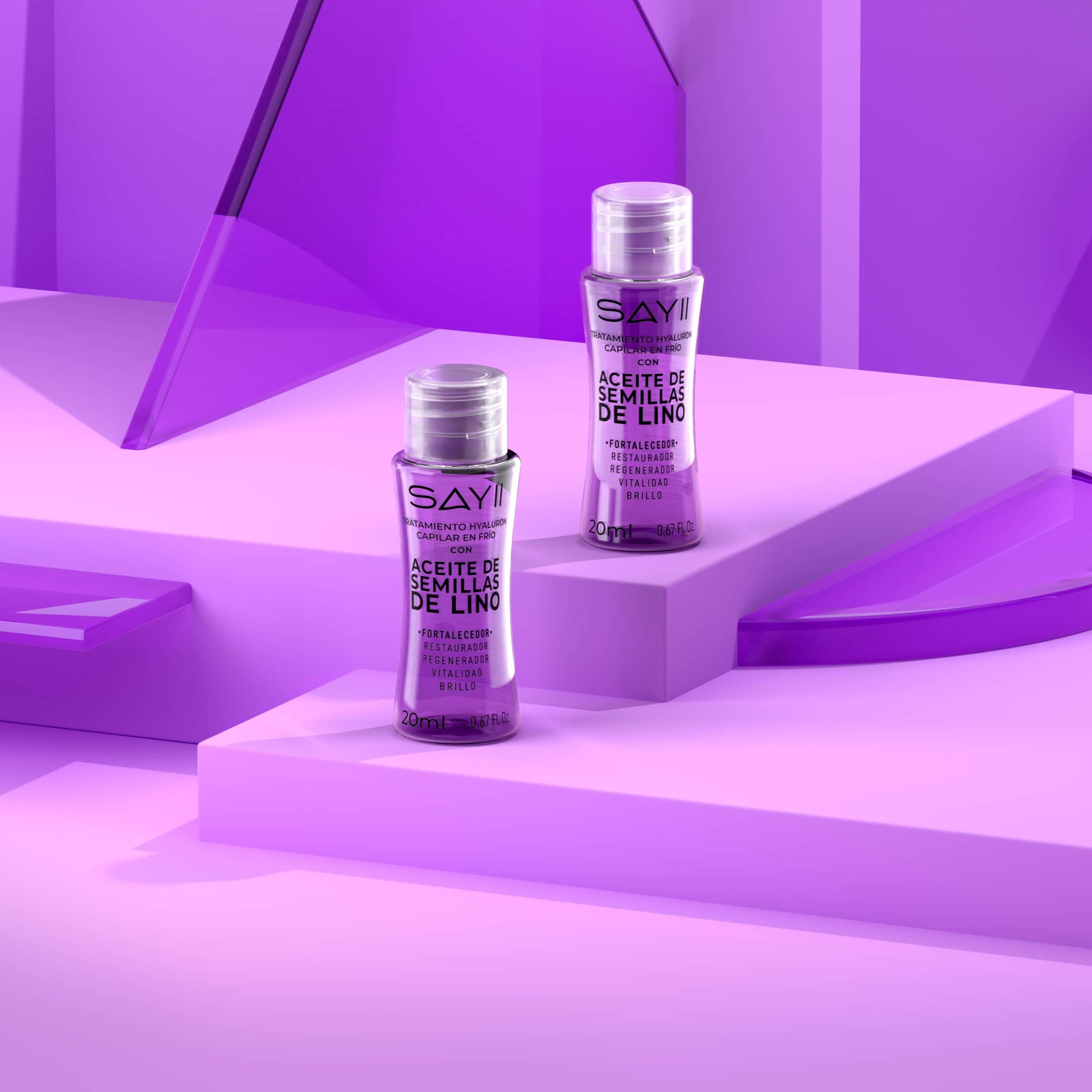 Producto SAYII con semillas de lino para controlar el frizz.